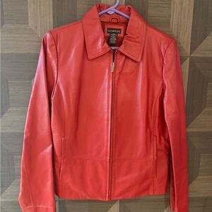 Vintage George Classic Red Leather Zip Jacket